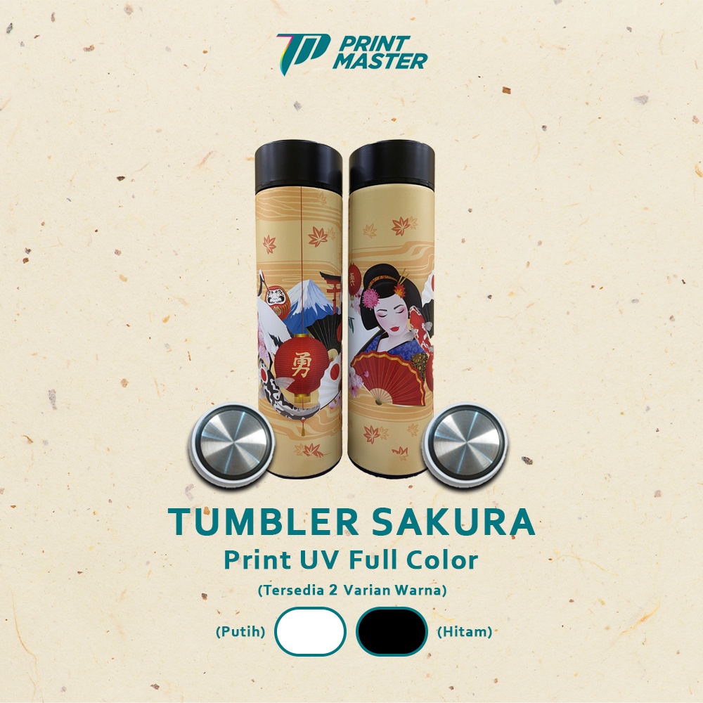 Custom Tumbler Termos Sakura Souvenir/Promosi Print UV Full Color