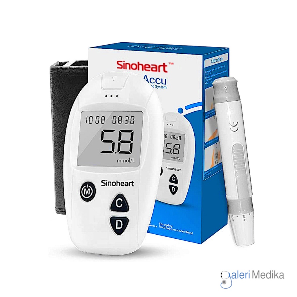 Sinoheart Safe Accu Alat Cek Gula Darah Glukometer / Alat Test Glukosa Sinoheart Safe Accu