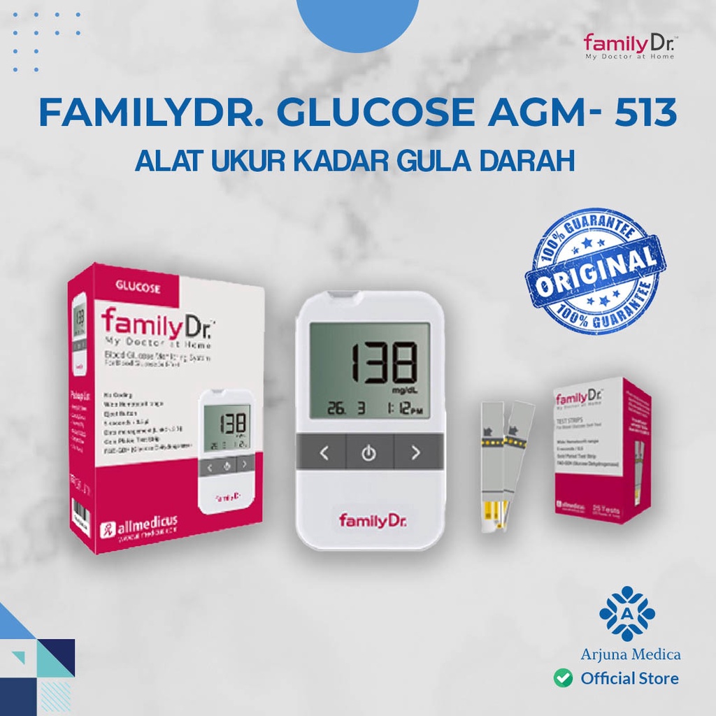 FamilyDr. Glucose AGM- 513 | FamilyDr Gluco Meter Alat | FamilyDr Gluco Strip (25T)