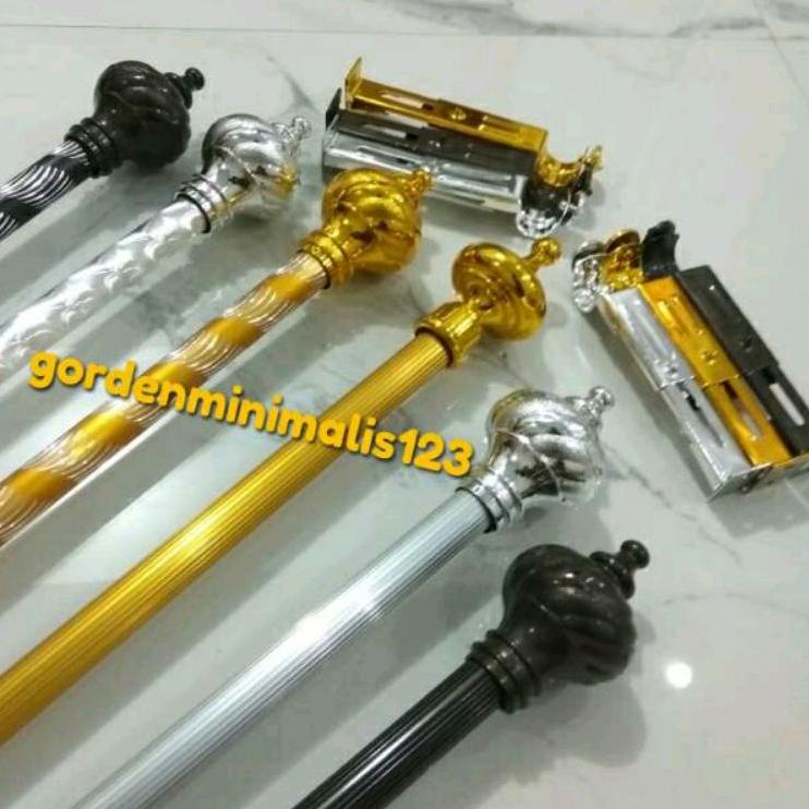 Star 6.6 besi gorden full set batang gorden tiang hordeng set rolet rel gordeng ukuran 1 meter 1.5 m