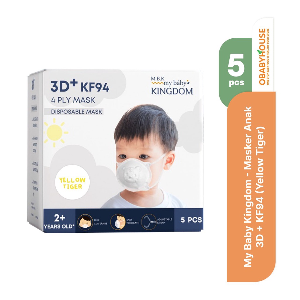 My Baby Kingdom - Masker Anak 3D+ KF94 (isi 5 pcs) - YELLOW TIGER