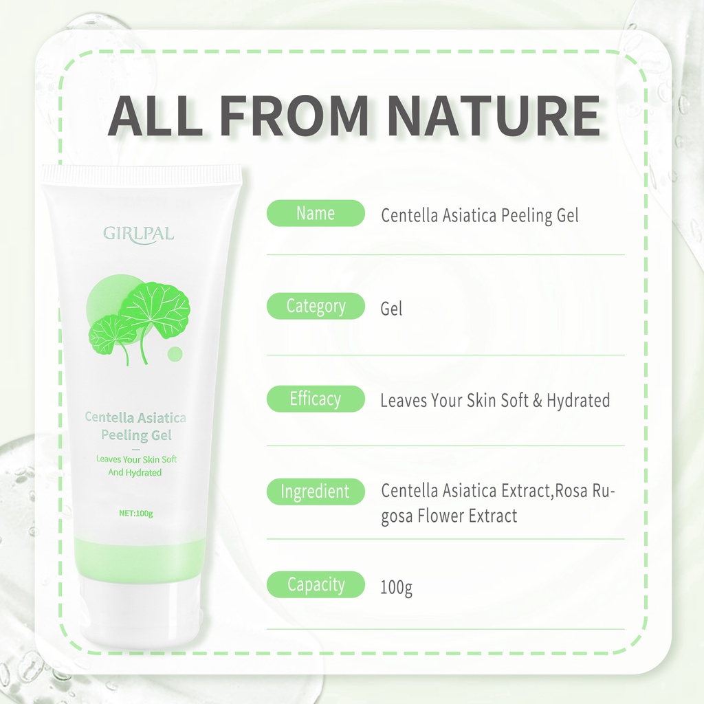 [BPOM] GIRLPAL Centella Asiatica Peeling Gel 100g Facial Glowing Blackhead Cleaner Body Exfoliating Mencerahkan Dan Mengangkat Sel Kulit Mati