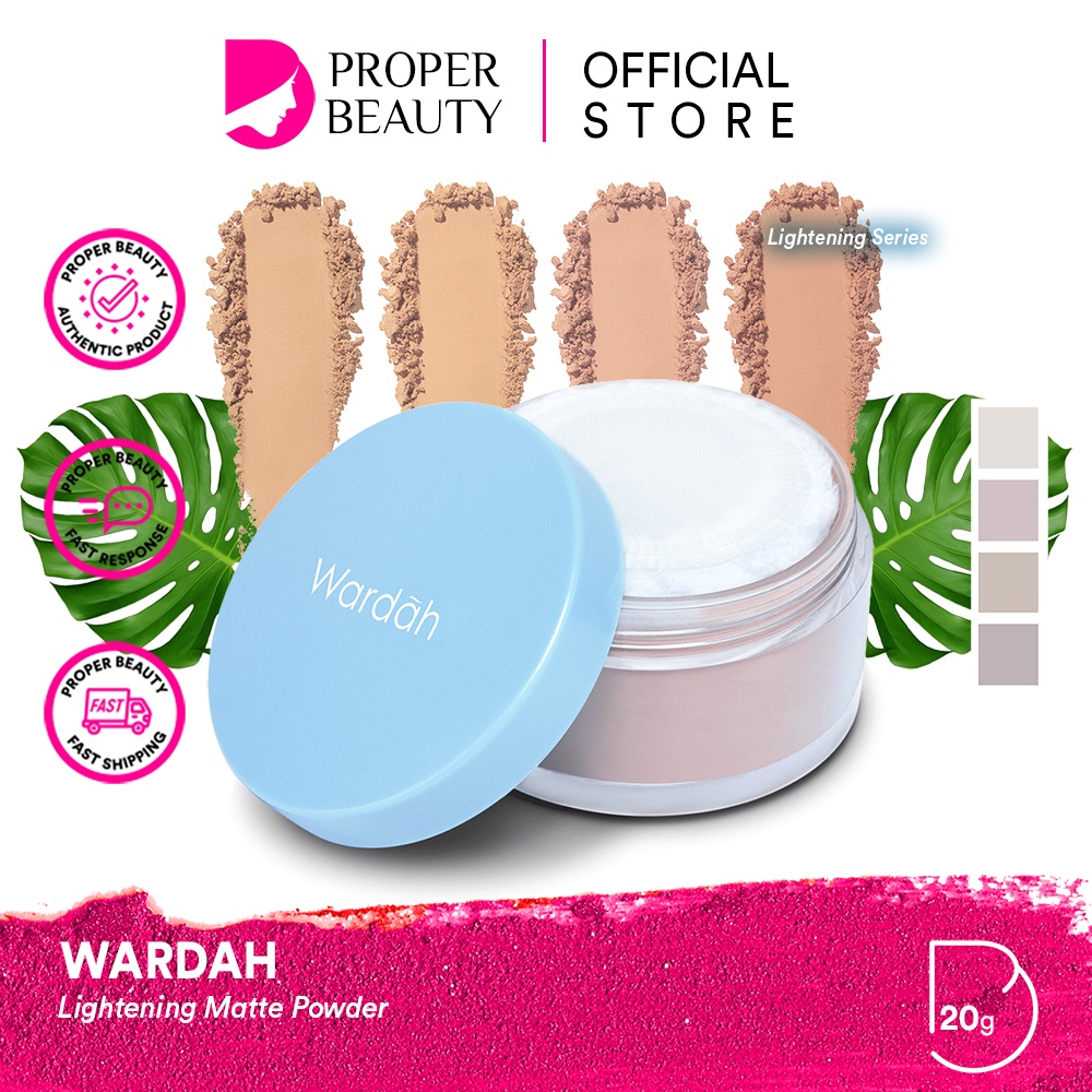 WARDAH Lightening Matte Powder Indonesia / Bedak Tabur 20g / Natural Matte Finish Oil Control UV Protection Microbright Formula SPF 15 PA++ Loose Powder High Coverage Mencerahkan Halus / Cosmetic Makeup Face Make Up / Compact BB Cream Concealer / Series