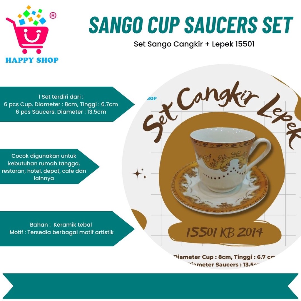 Sango Set Cup + Saucers 15501 / Cangkir Lepek Sango