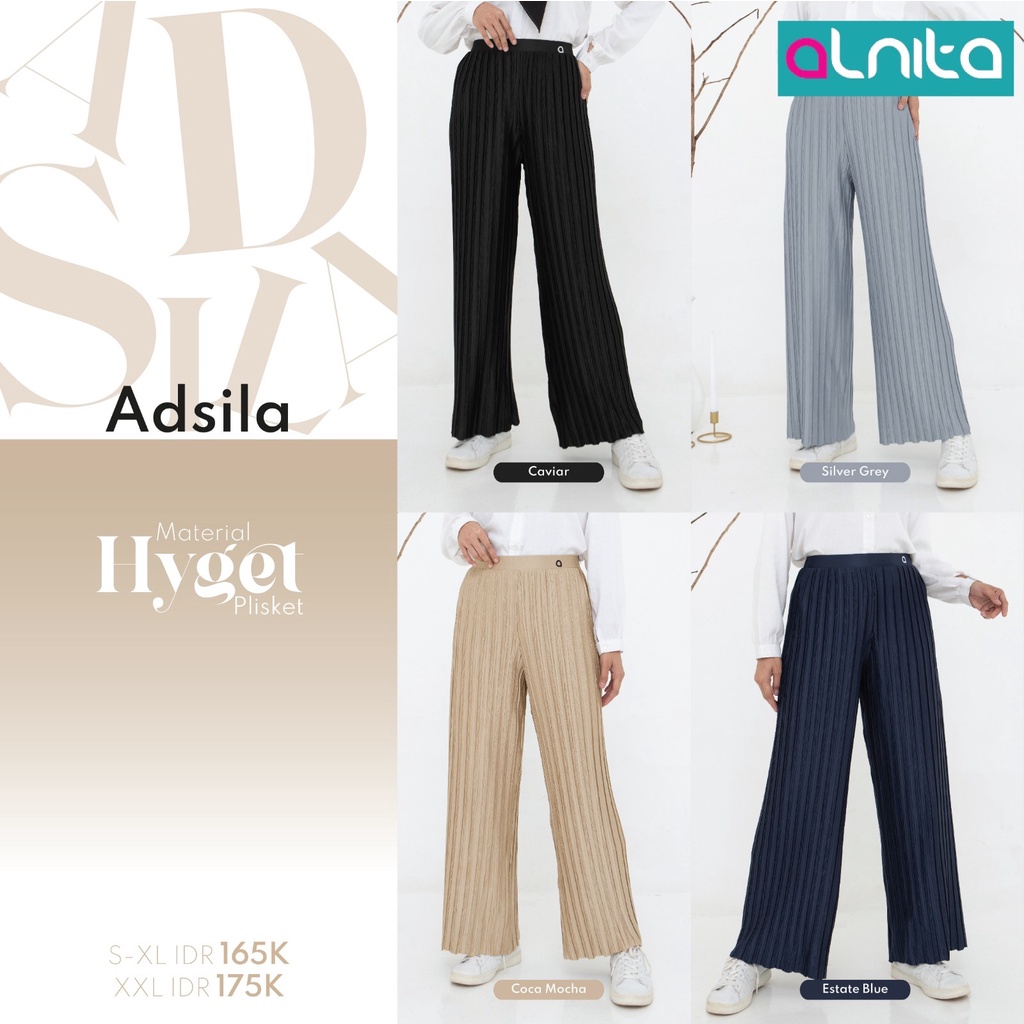 [BISA COD] Alnita ADSILA PANTS Bahan Hyget Plisket Bawahan Celana Muslimah Simpel by Alnita