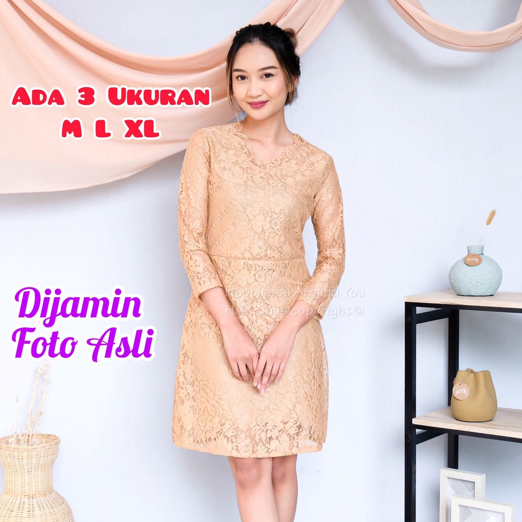 Baju Wanita Dress DIJAMIN FOTO ASLI Dres Brukat Kondangan Baju Pesta Kondangan Dress Brukat Remaja D