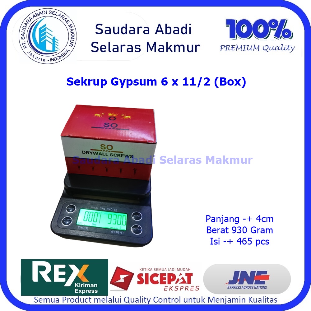 Sekrup Gypsum / Skrup Gypsum 6x11/2 SO (1 Box)