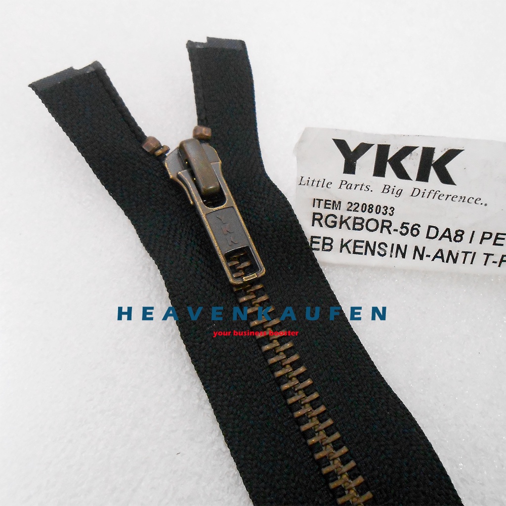 Resleting Zipper Ritsleting YKK 45 cm Atau 18 inch Type Gigi Besi ATG Bakar Set Open-End