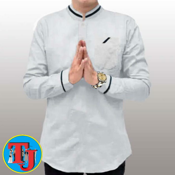 Baju koko lengan panjang  RAJA PAKISTAN RAMI pria jumbo kain Arab lebaran B0P9 terbaru bahan katun p