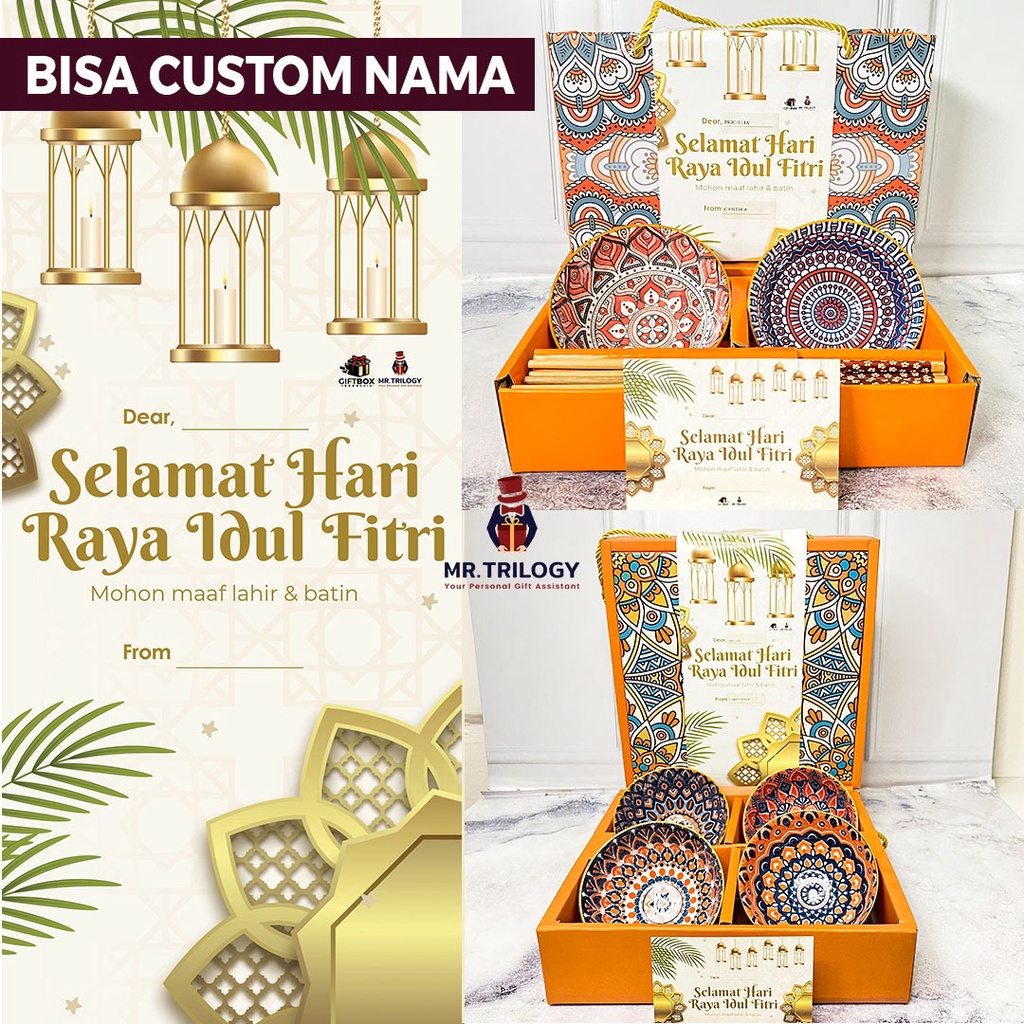 Hampers Bohemian Mangkok Keramik Set Classic Alat Makan Elegan Kekinian Sovenir Lebaran Hari Raya Hadiah Ultah