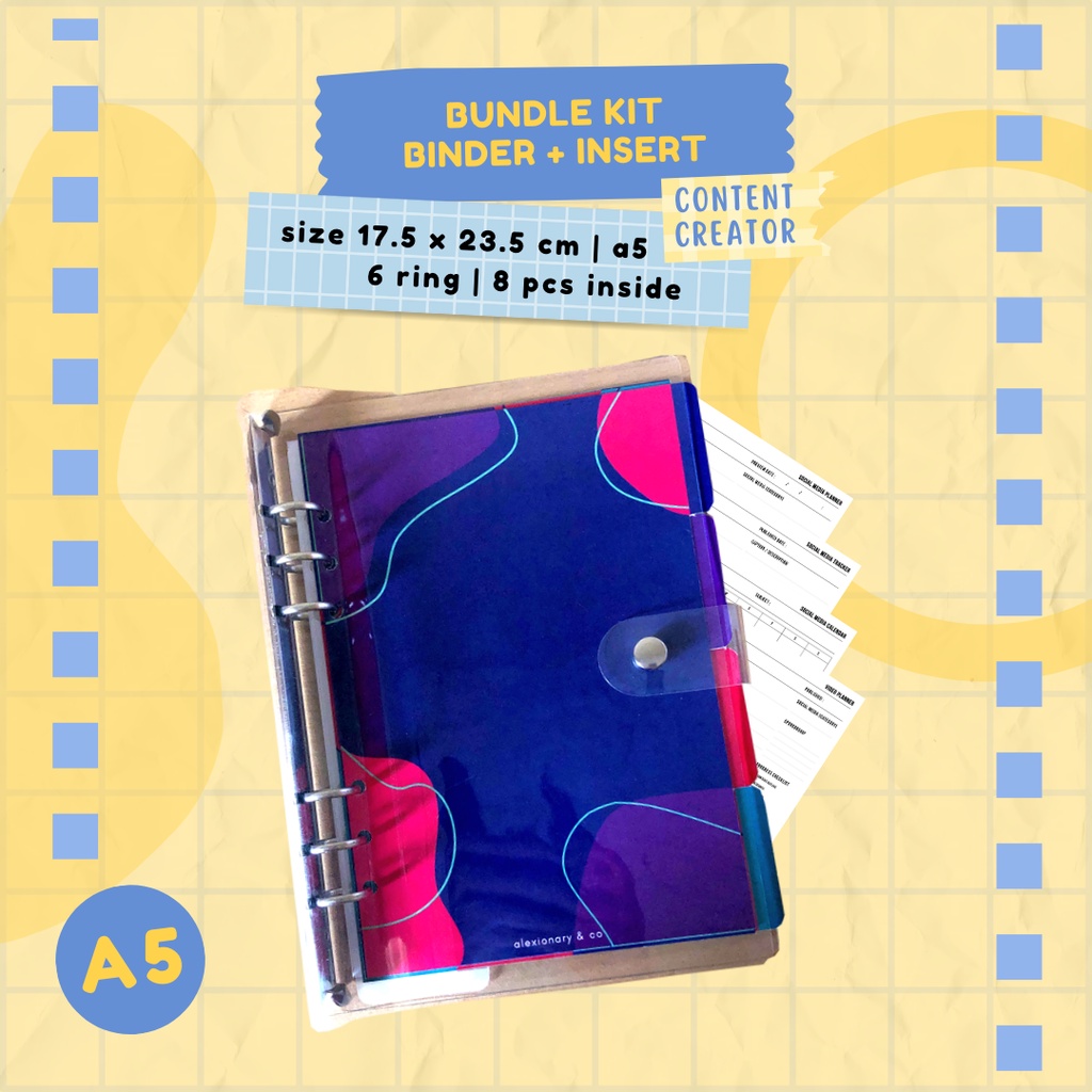 

Back to Basic Binder Planner Set [Content Creator] | A5 21 x 14.5 CM | journal planner productivity minimalist binder insert bundle pack kit set cute murah daily weekly monthly finance overview notes