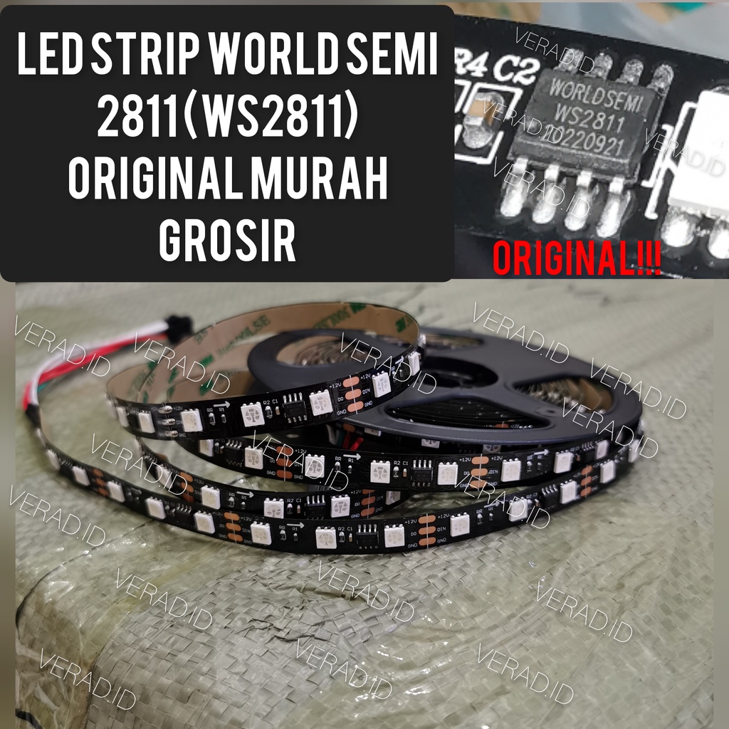 Led strip ws2811 ws 2811 300led 12Volt 12V 5 meter strobo black pcb hitam 60 led per meter