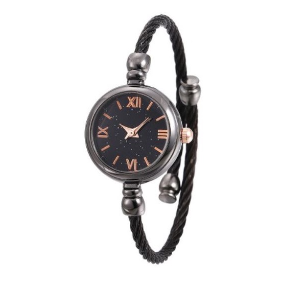 Jam Tangan Wanita Kecil Casual Analog Gelang Rantai Stainless Steel Pasir Korea Vintage