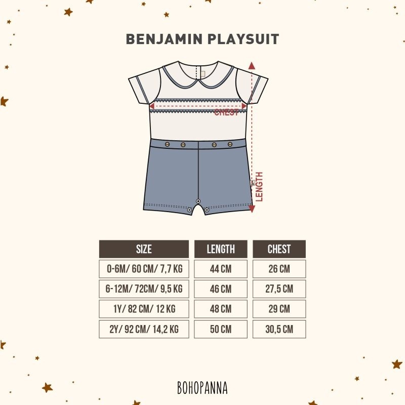 Bohopanna Benjamin Playsuit - Jumper Anak 0-2 tahun Unisex