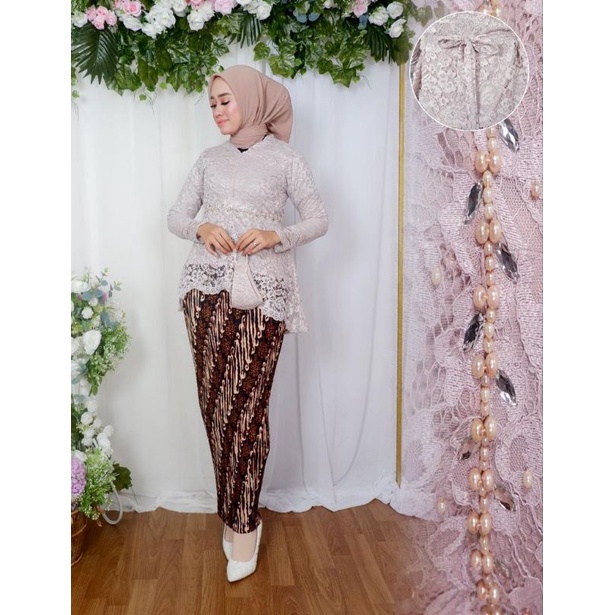 Set Tunik Brokat Amelia Kombinasi Payet Mutiara / Set Kebaya Pesta / Kebaya Modern / Set Tunik Busui Frendly / Kebaya Kondangan / Kebaya Lamaran / Setelan Kebaya Wanita / Set Kebaya wisuda