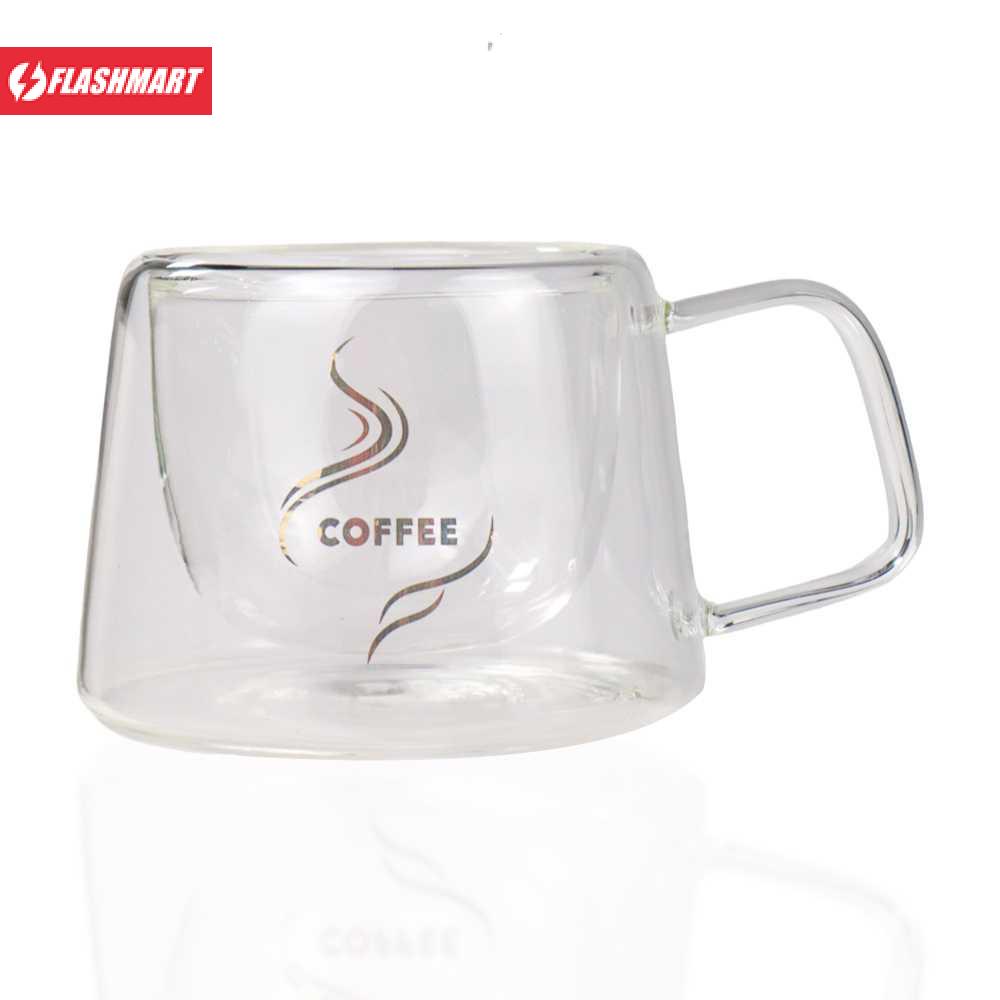 Flashmart Cangkir Kopi Anti Panas Double Wall Glass 200ml - DOME240