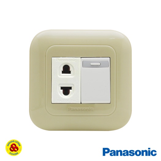 Panasonic Saklar Kombinasi Dengan Stop Kontak Universal Pastel Cream #Original