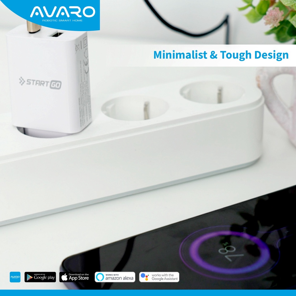 AVARO Smart Extention Power Strip Stop Kontak Wifi IoT Smart Home