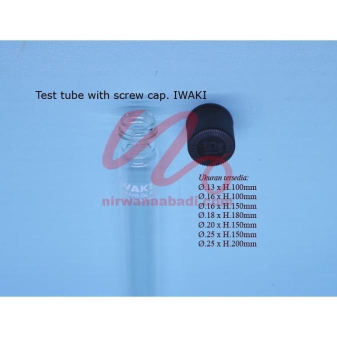 Tabung Reaksi tutup ulir Dia.20 x H.150mm IWAKI Test Tube Screw Cap jin08