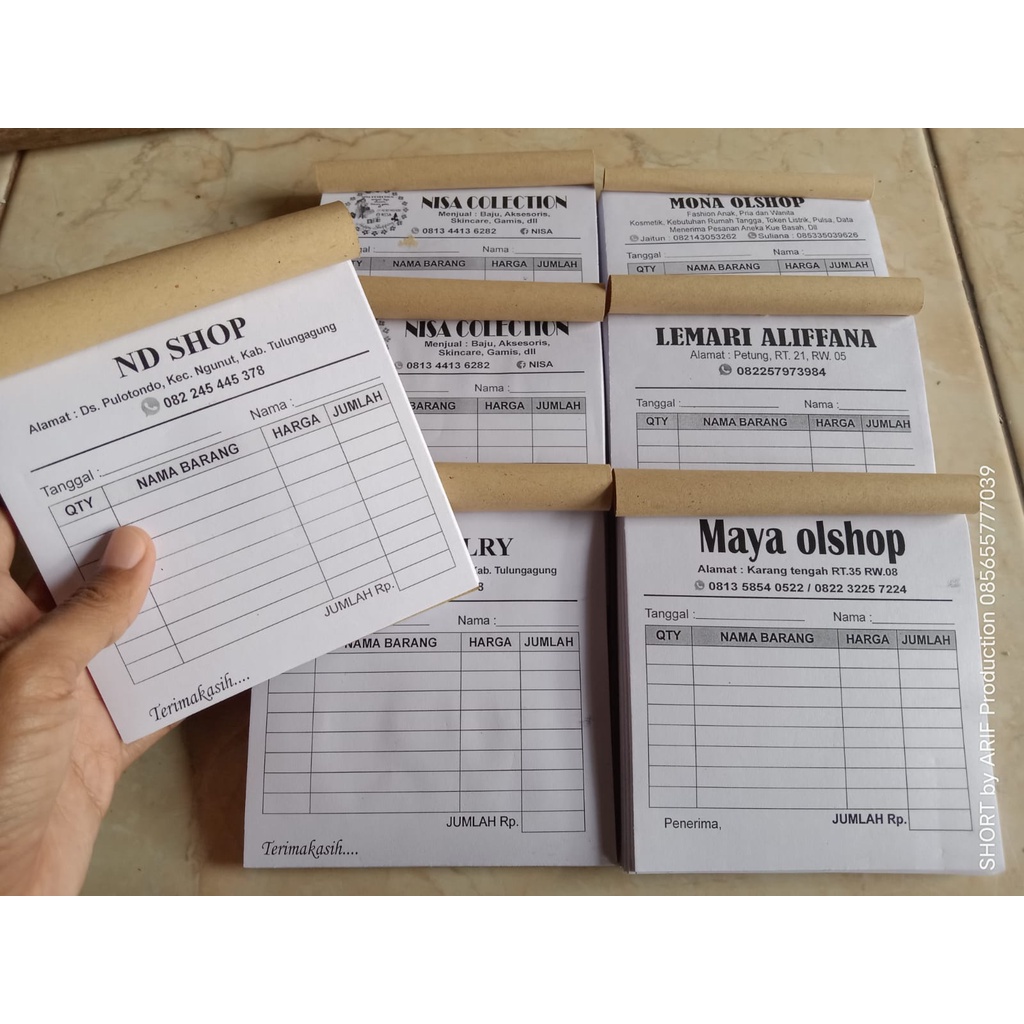 

NOTA/NOTA 1 PLY, 2 PLY, 3 PLY/ NOTA CUSTOM/ NOTA OLSHOP/ NOTA MURAH