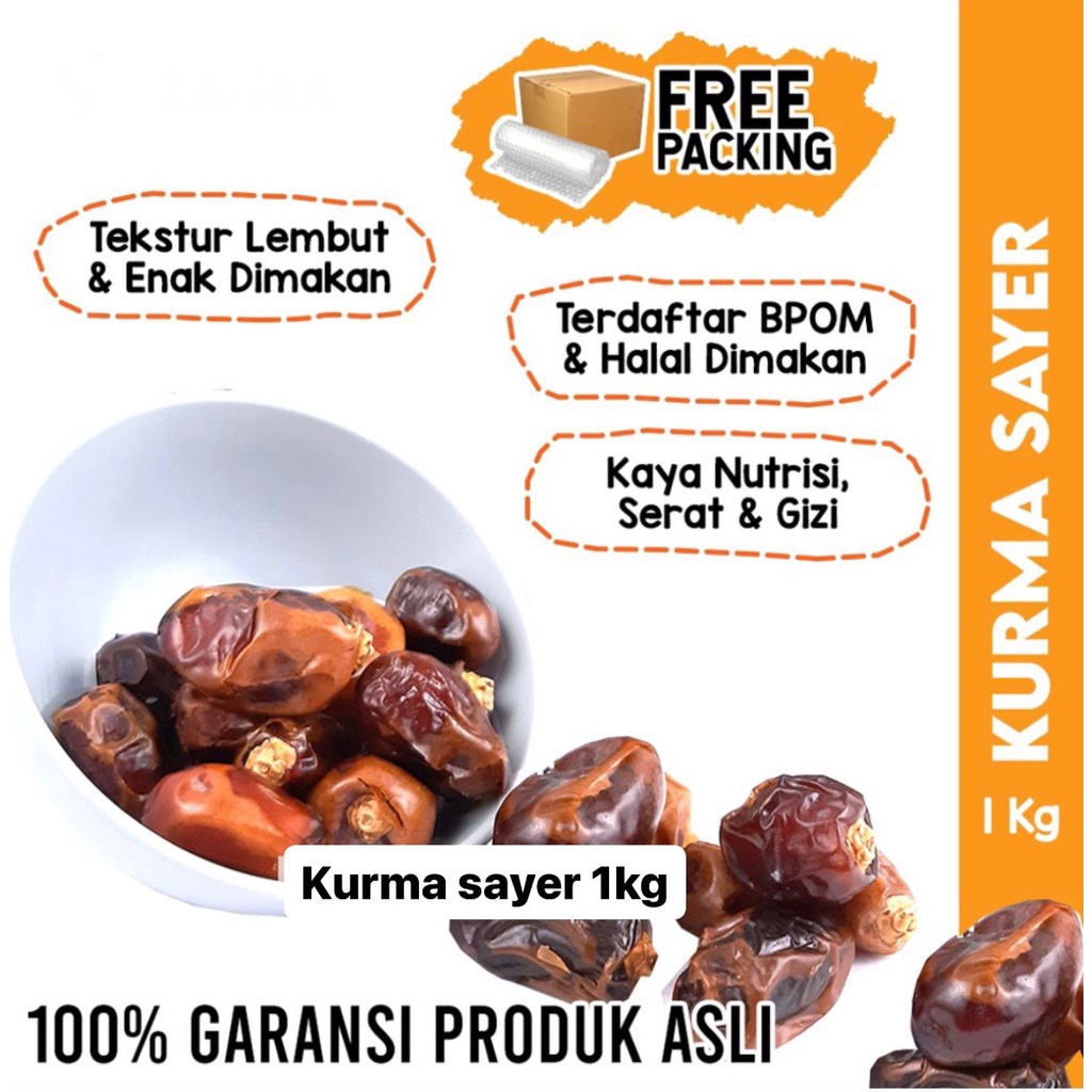 

Kurma Al Saad SAYER 1KG Premium Gold Emirate Manis Legit Madu Untuk Nabeez Buka Puasa Sukari Mesir