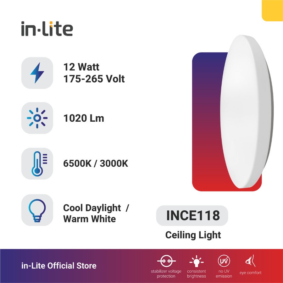 INCE118 Lampu LED Plafon Celling Baret OB 12w Inlite