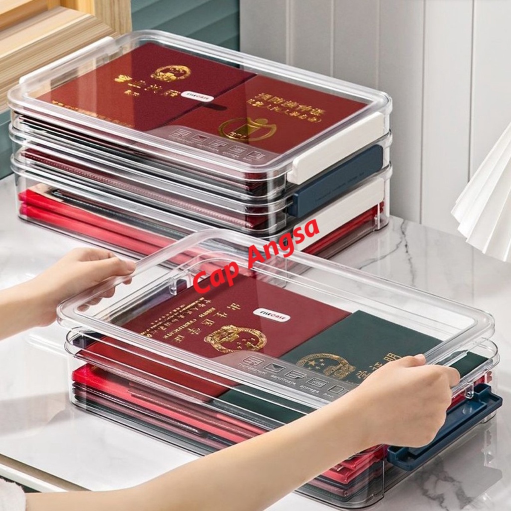 KOTAK PENYIMPANAN DOKUMEN HARDCASE STORAGE PLASTIC TRAY HOLDER TRANSPARENT CLEAR BAG DOCUMENT ORGANIZER