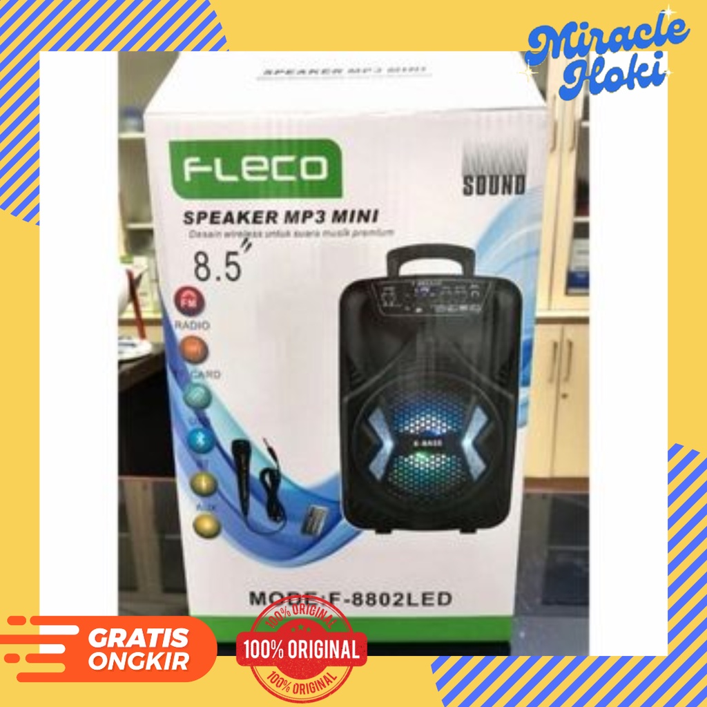 Speaker Terbaru Bluetooth Fleco F-8801/8802 Free Mic+Remote X-Bass - 8