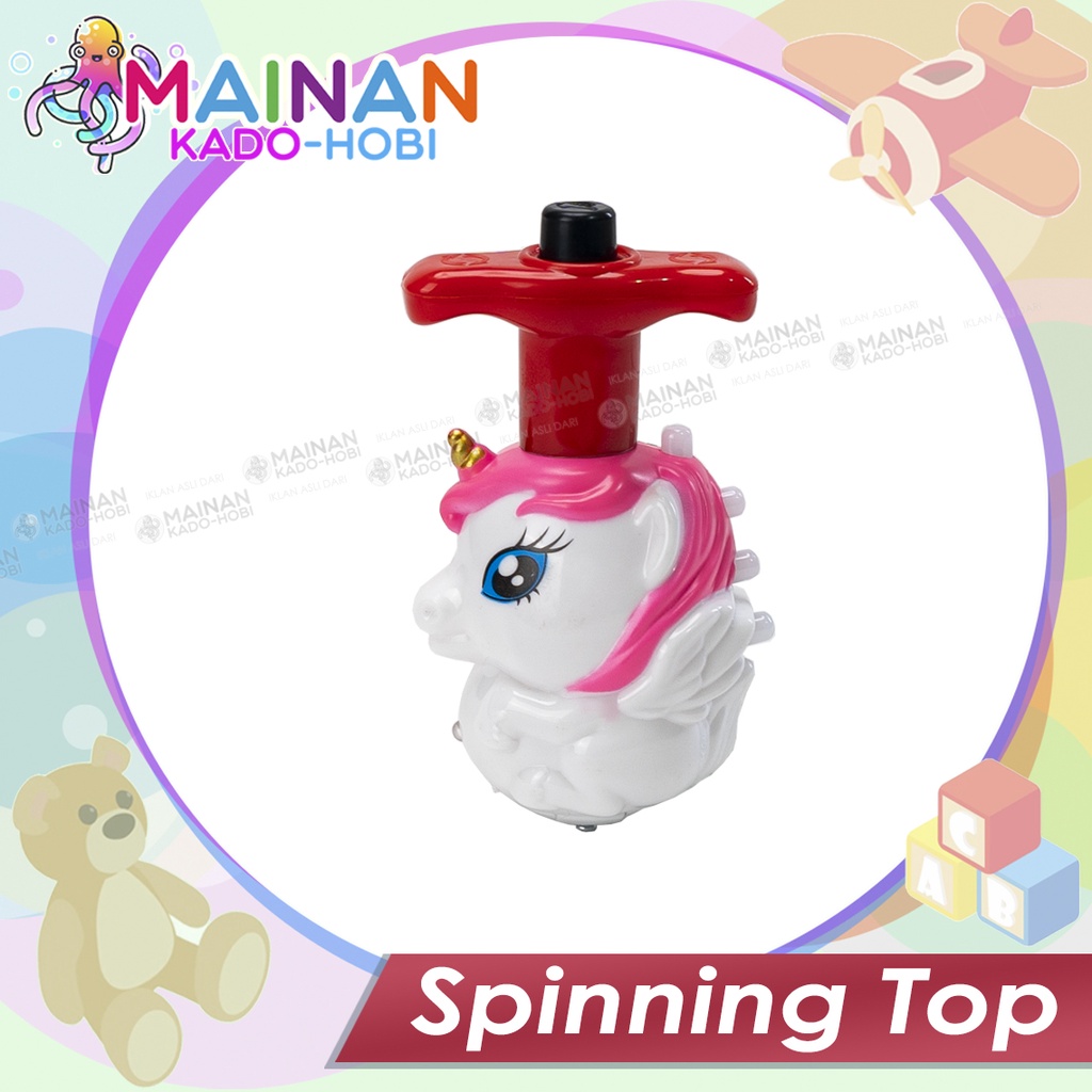 MAINAN HADIAH ULANG TAHUN ANAK SPINNING TOYS GANGSING LED LAMPU KARAKTER LUCU UNICORN