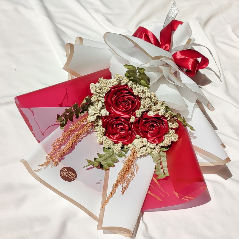 Buket Bunga Kering Edelweis & Artificial Premium (01)