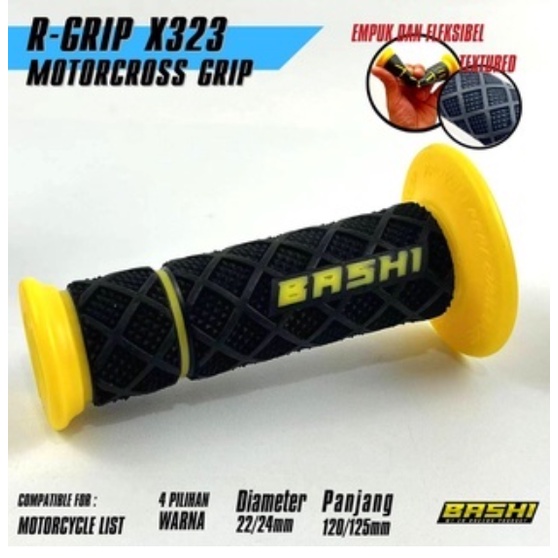 Handgrip handfat bashi R-grip X323 Anti Slip Touring kwalitas premium Tpr Motocross Empuk Fleksibel