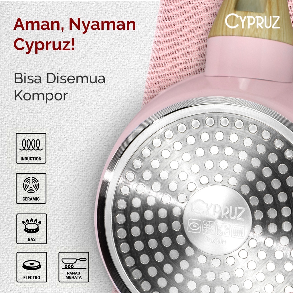 Cypruz Pink Ceramic Sauce Pan / Panci Susu Anti Lengket