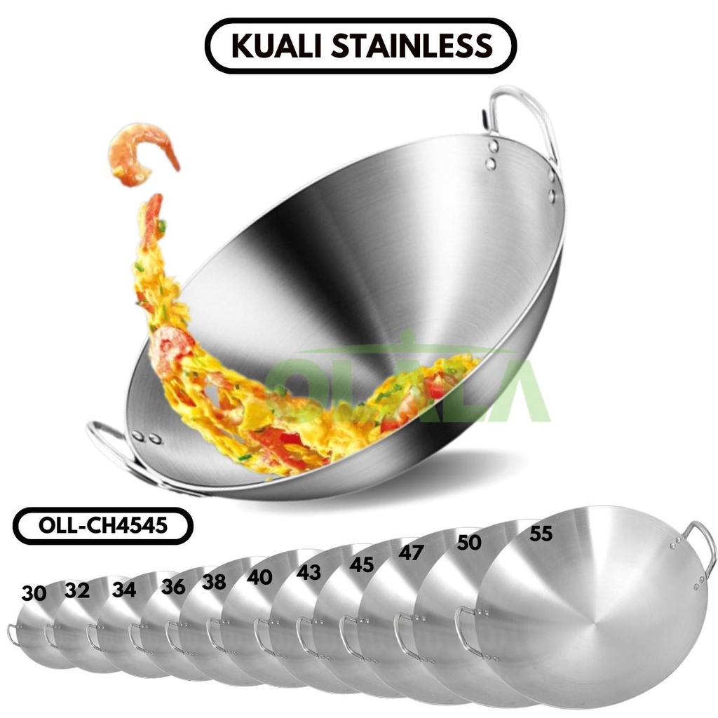 WAJAN / KUALI PENGGORENG STAINLEES STEEL WAJAN ANTI LENGKET OLL-CH4545