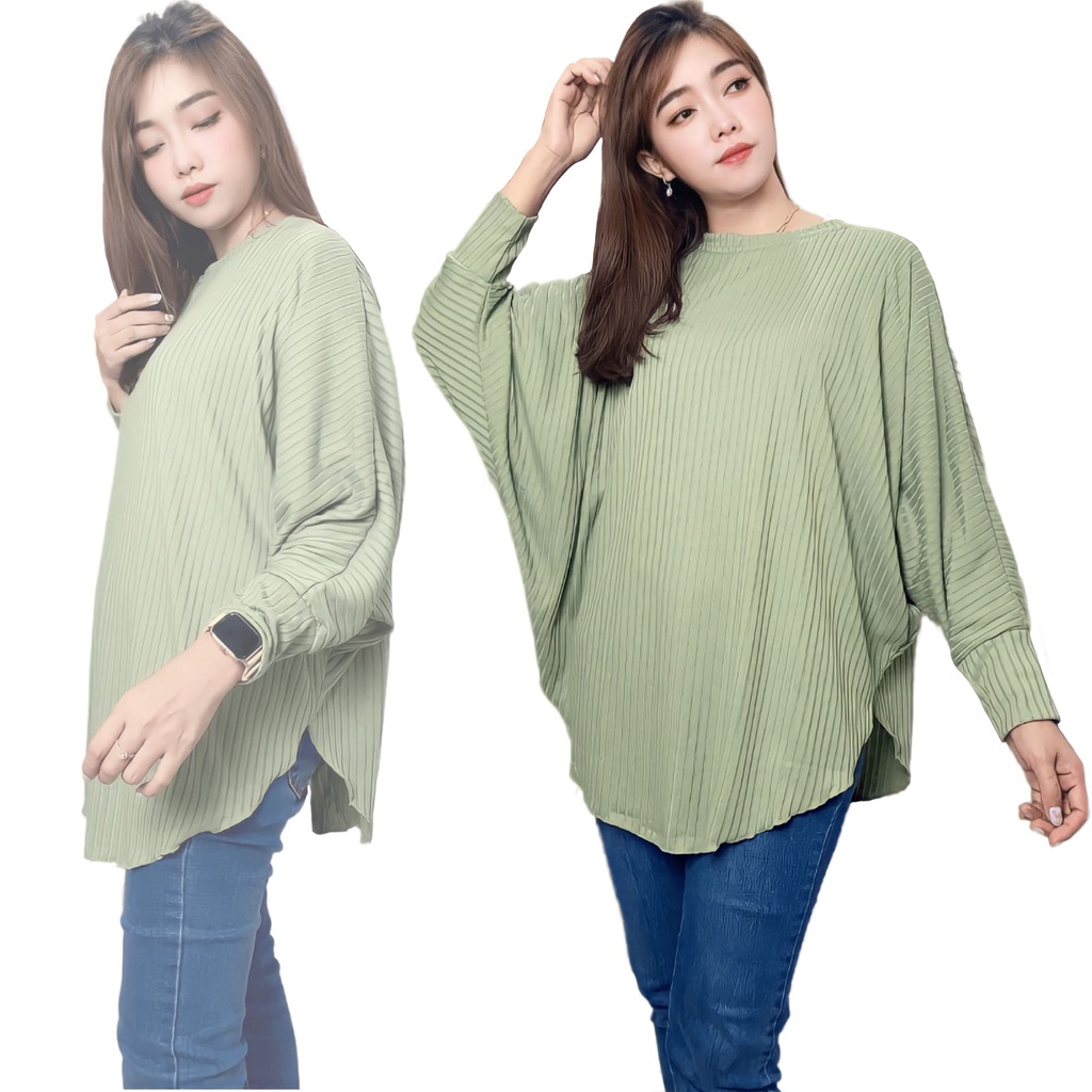 BAJU ATASAN WANITA BLUS BATWING KAOS KNIT JUMBO HIJAB FRIENDLY BETTY