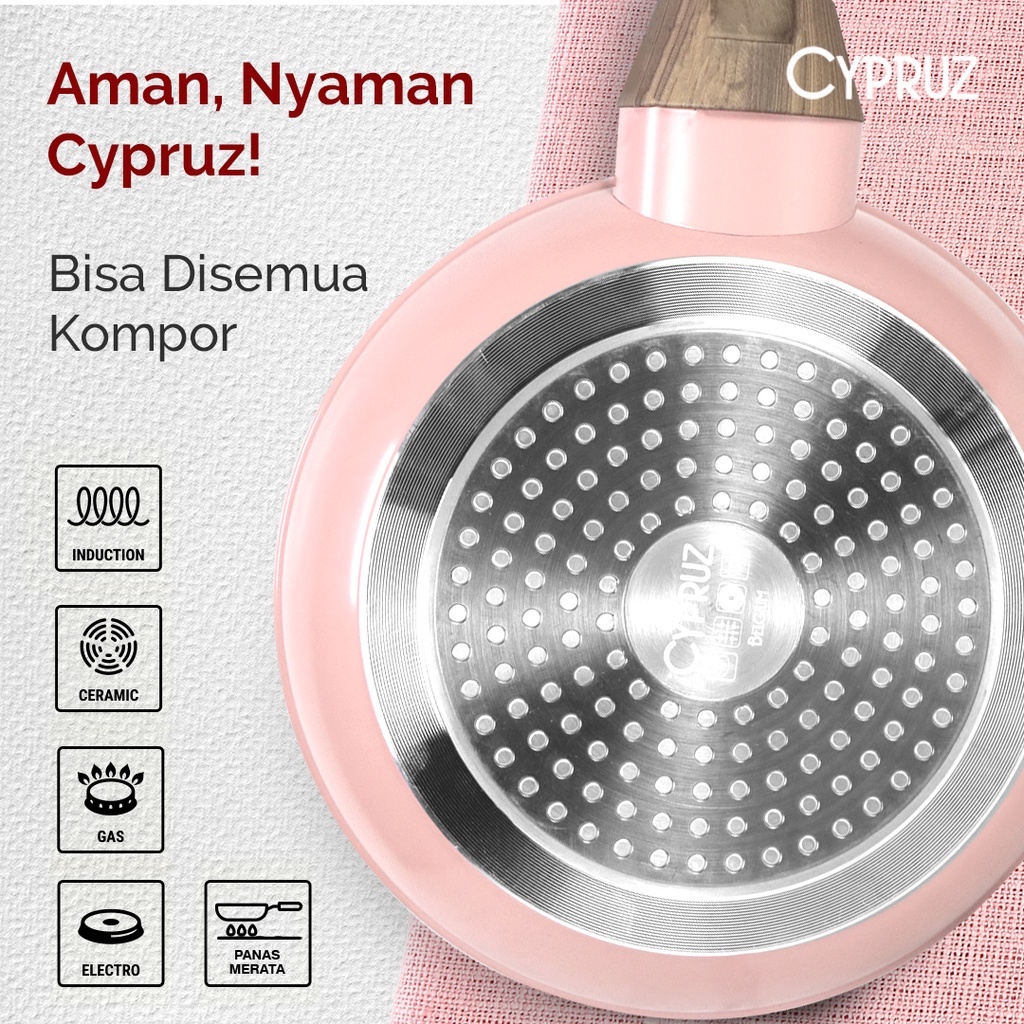 Cypruz Color Marble Wajan Penggorengan / Fry Pan Anti Lengket