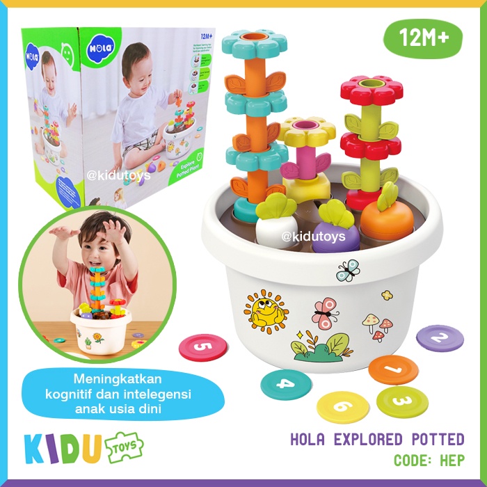 Mainan Edukasi Anak Menyusun Tanaman Hola Explored Potted Kidu Toys