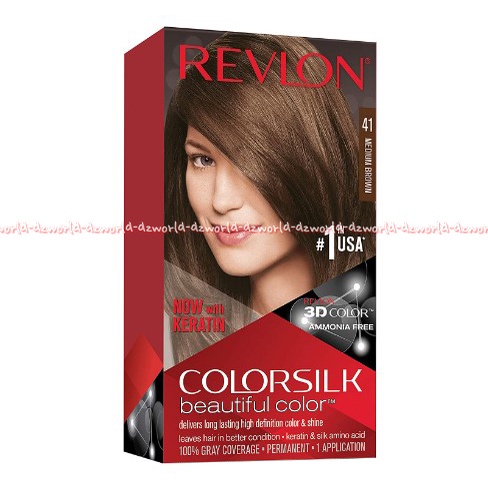 Revlon Colorsilk Beautiful 41 Medium Brown Cat Pewarna Rambut Coklat Hair Color Color Silk Pewarna Rambut Hair Color Revlon 41 Revlon41 Reflon