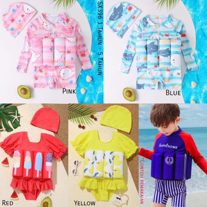Terlaris Sx396 (1-5 Tahun) Swimsuit Baju Renang Pelampung Praktis Anak