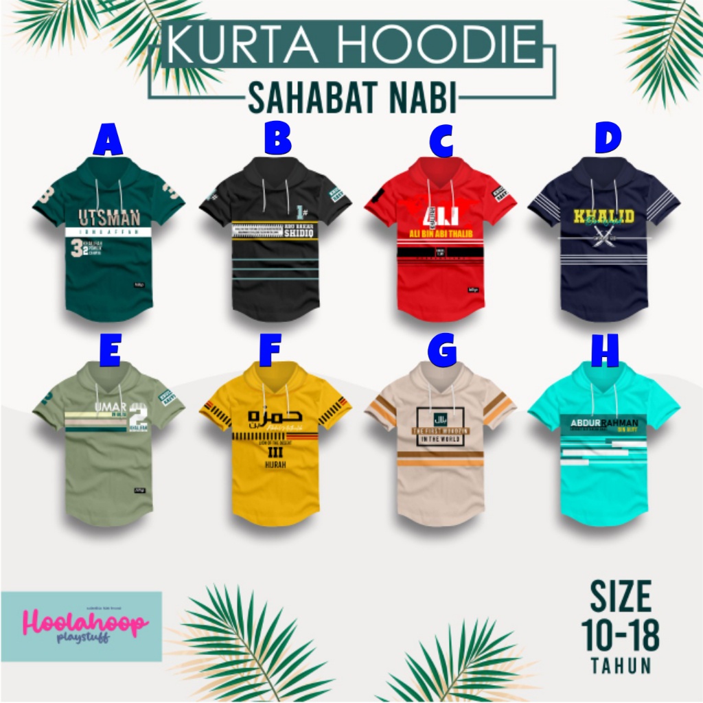 Kaos kurta Hoodie sahabat nabi  sz 10-18t