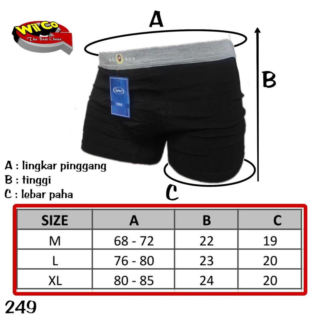 K249D - (DIJUAL PER 1 BOX ISI 2 Pcs) CELANA DALAM BOXER PRIA DEWASA SOREX SIZE M - XL