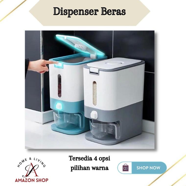 STOK TERBARU Dispenser Beras 12Kg Tempat Kotak Penyimpanan Beras Otomatis Rice Box Free Wadah Penger
