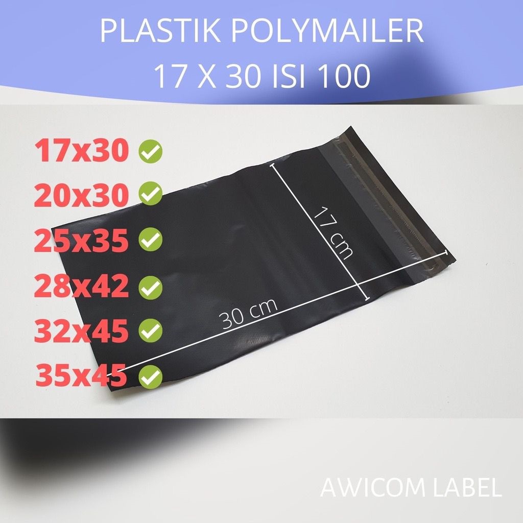 GP Plastik packing hitam (17x30cm) ada lem