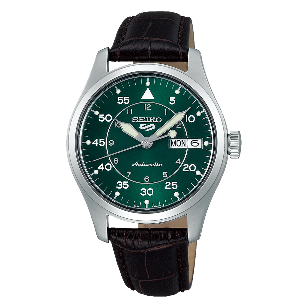 Seiko 5 Sports SRPJ89K1 Automatic Green Dial Leather Strap - Jam Tangan Seiko Original