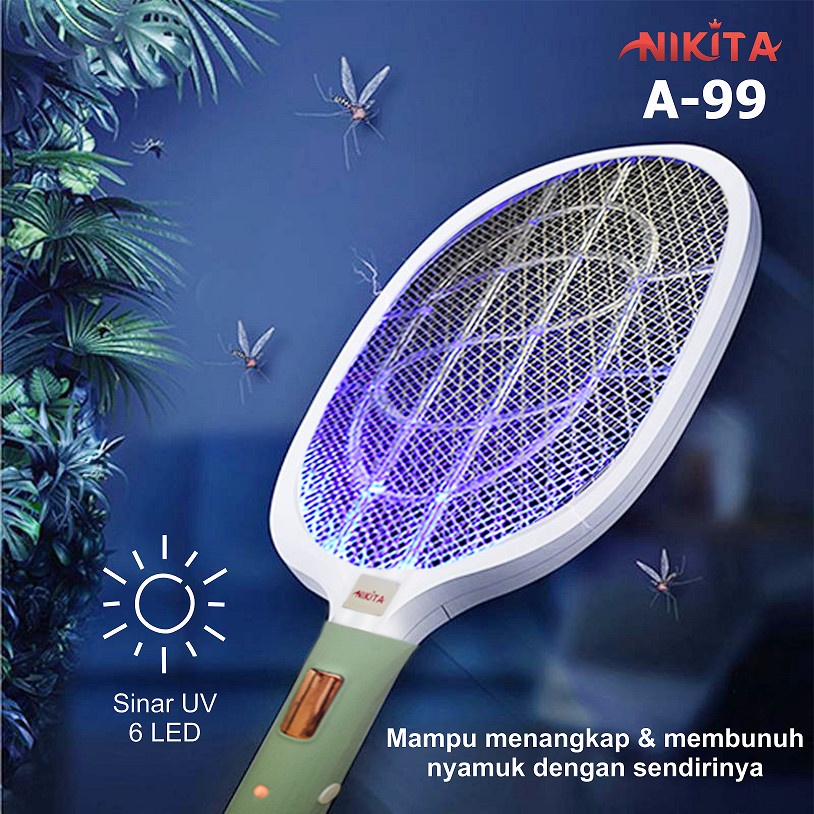 NIKITA RAKET NYAMUK A-99 2 in 1 - Multifungsi Standing Swatter Rechargeable