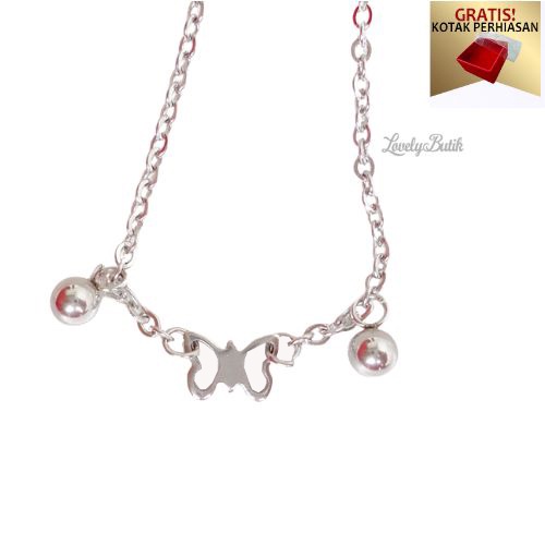 Set Kalung Anak Titanium Anti Karat Gelang Tangan Anak Cewek Model Terbaru Kupu Kecil - Lovelybutik