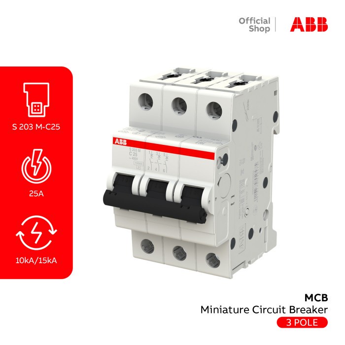 ABB MCB 10KA 3P 25A S 203 M-C25 2CDS273001R0254