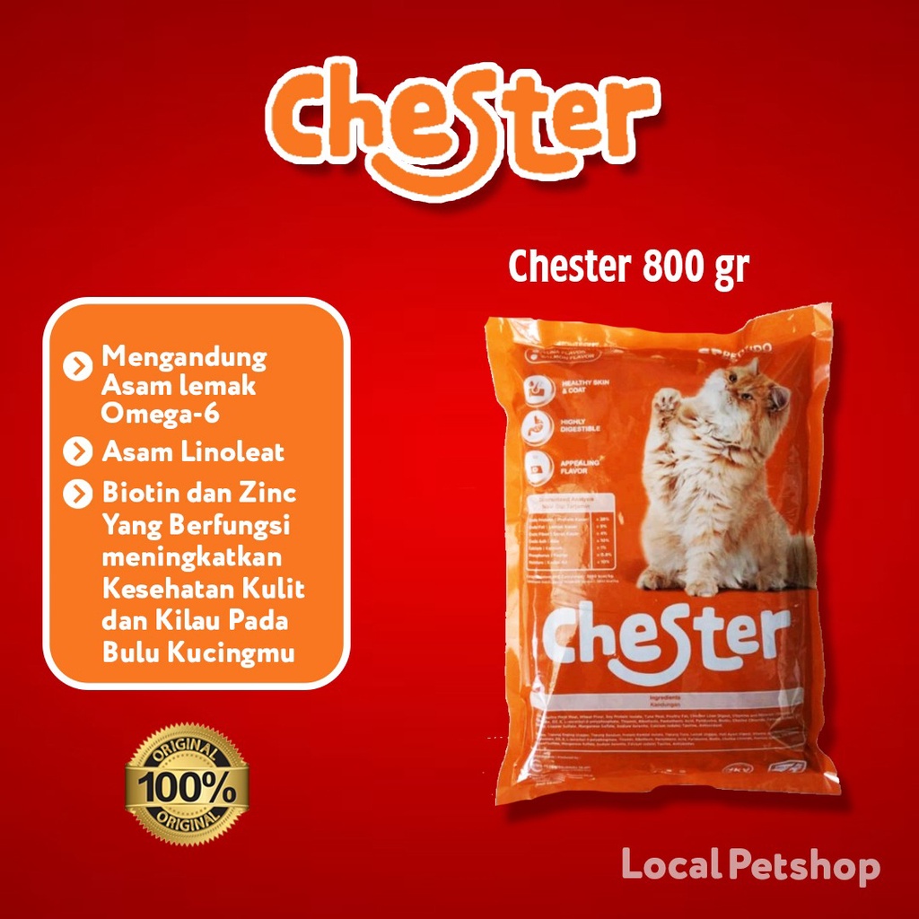 Chester Catfood dry makanan kucing 800 gr tuna original termurah