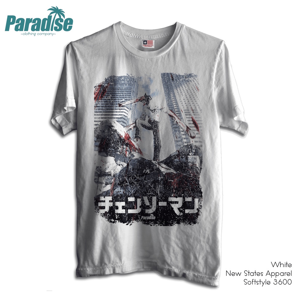 PARADISE - Kaos Anime - Chainsaw Man City - Supersoft Premium – Reguler / Oversized