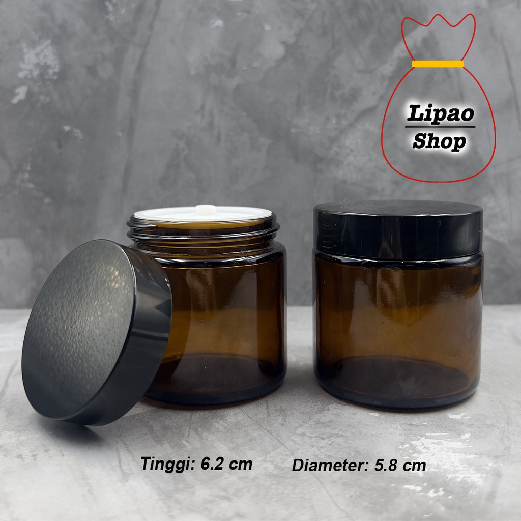 Pot Cream Kaca Amber 100gr / Jar Kaca Amber / Botol Pot Krim Glass - 100ml
