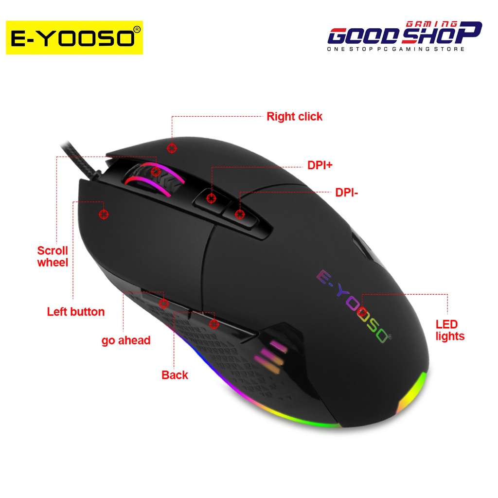 E-YOOSO RGB GAMING MOUSE - X-6 / X6 BLACK